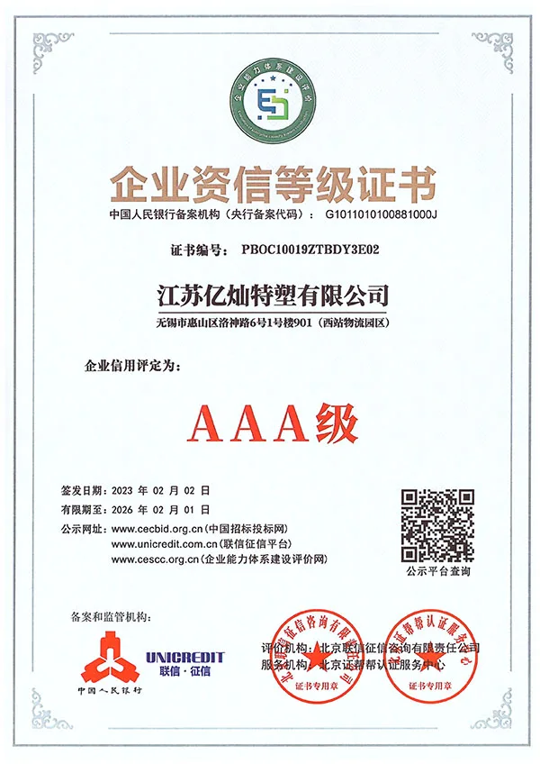 Enterprise Credit Rating Certificate