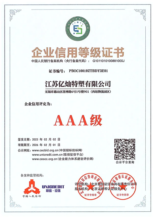 Enterprise Credit Rating Certificate