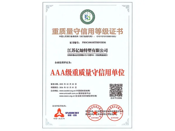 Certificate of Quality and Credit Rating
